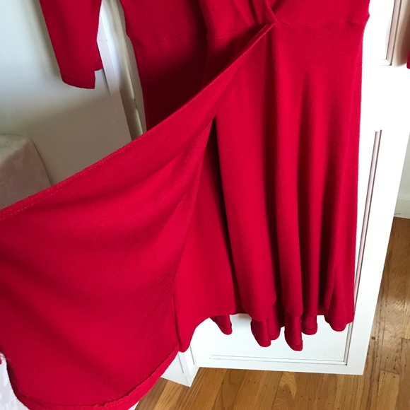 TORRID Red Dress Surplice Neck Faux Wrap Knit Midi Women’s Size Large - 12 - Picture 3 of 16